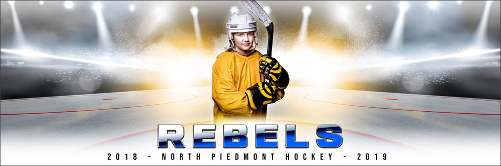 Panoramic Team Banner Photoshop Sports Template - Hi Key Hockey