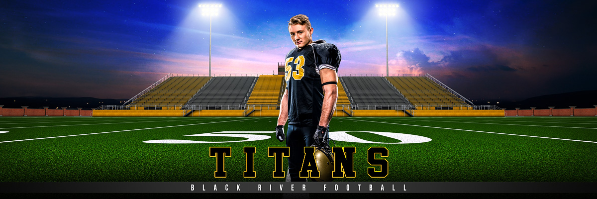 Panoramic Team Banner Photoshop Sports Template - Home Turf - Football