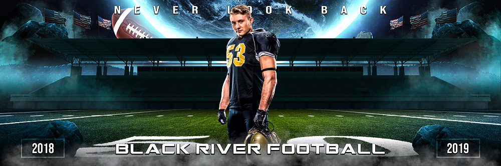Panoramic Team Banner Photoshop Sports Template - Space Football