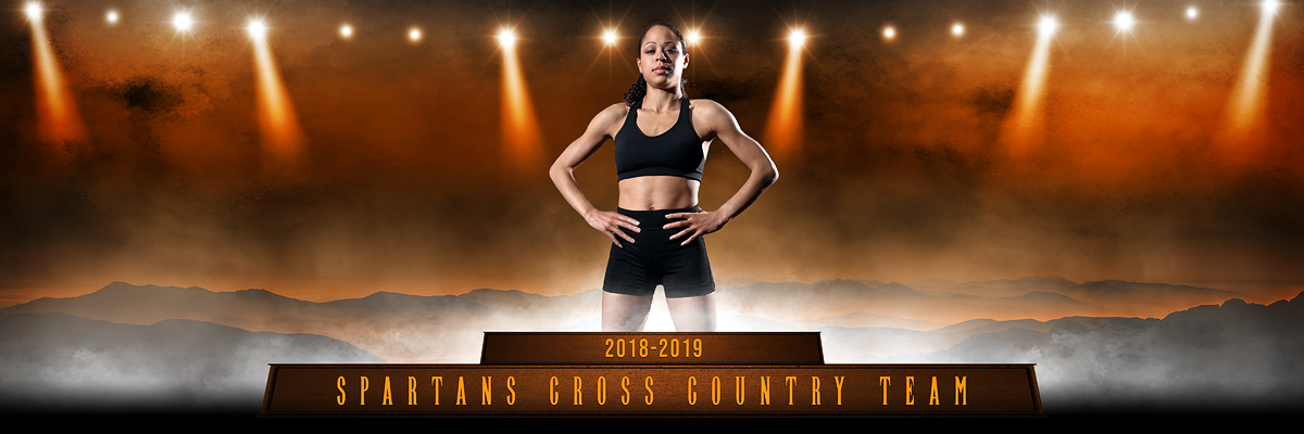 Cross Country Panoramic Team Banner Photoshop Sports Template - Spartans