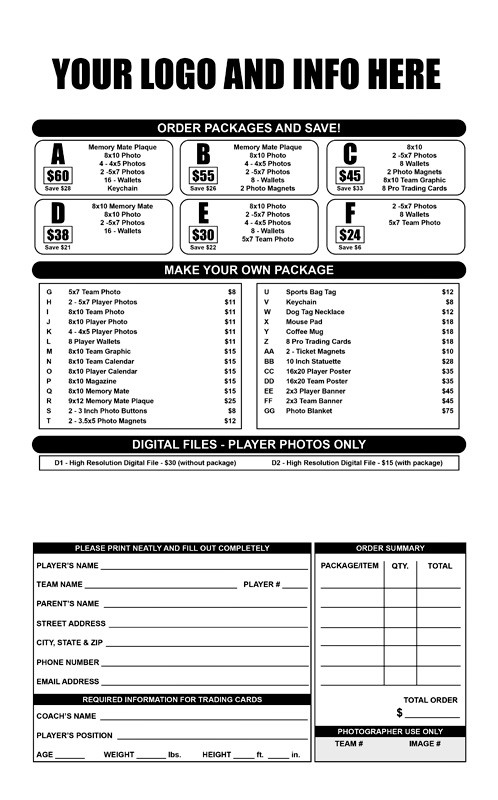youth sports photography templates sports photography order form youth sports photography templates sports photography order form
