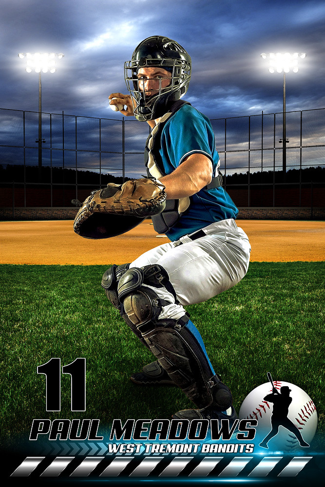 Player Banner Sports Photo Template - Hometown Baseball - Photoshop