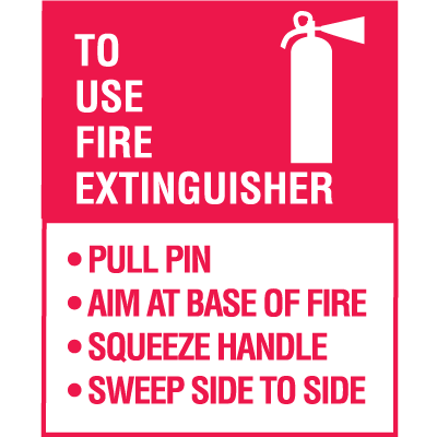 P.A.S.S. Fire Extinguisher Decal, 5/pkg - Safety Emporium