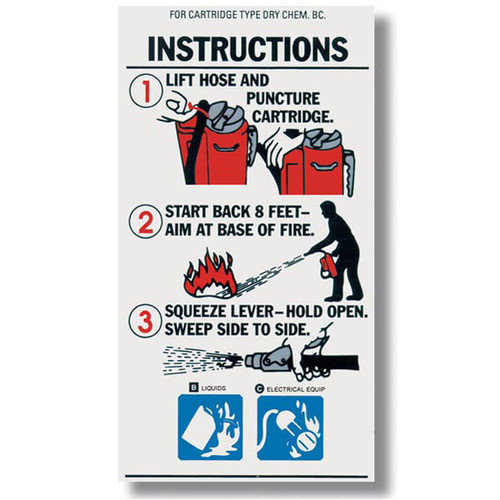 BC Cartridge Extinguisher Instructional Label - Safety Emporium