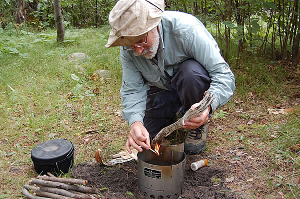 igniting twigs and sticks for littlbug stove