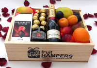 Gift Hamper Moet Gourmet Fruit Box with Chocolates + Wild Hibiscus Flowers