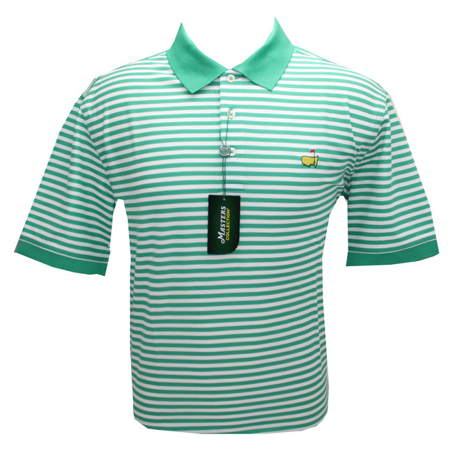 Masters Polo Golf Shirt - Holly & White Stripes- 100% Pima Cotton