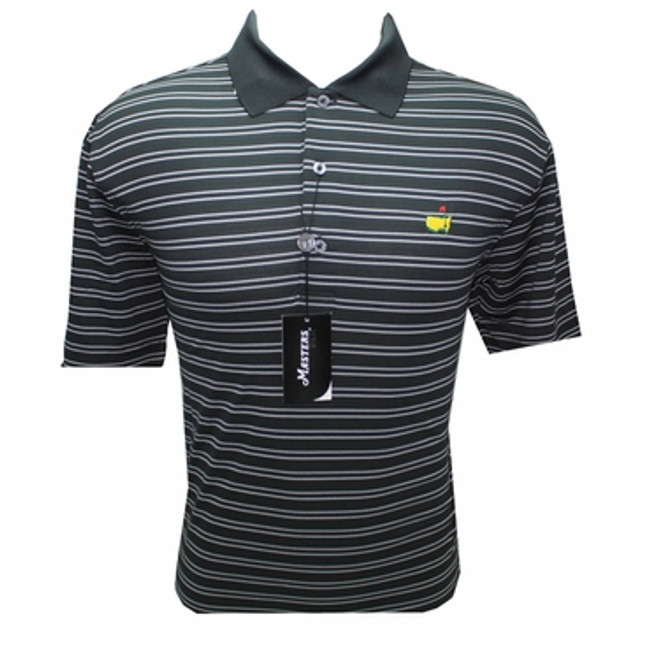 Masters Performance Tech Golf Shirt- Black With White Stripes