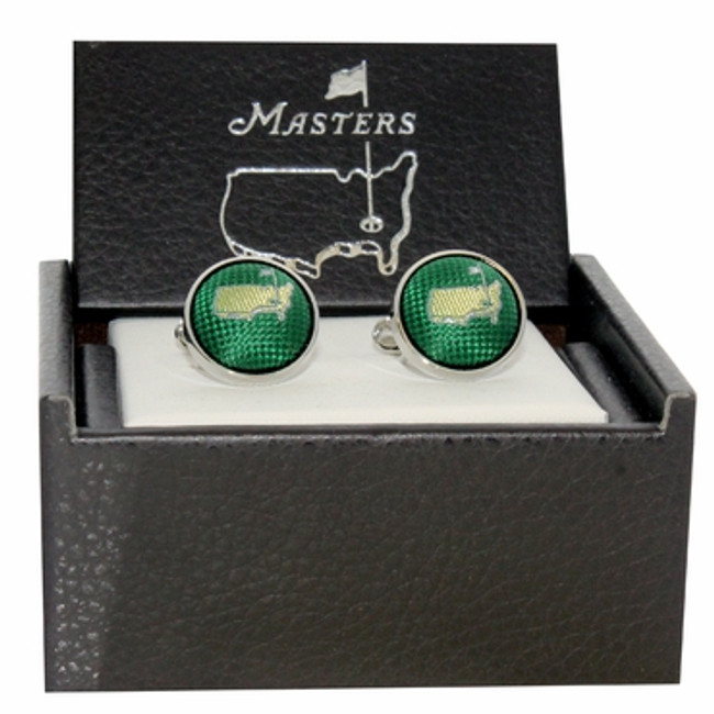 Masters Cuff Links - Green Silk Logo