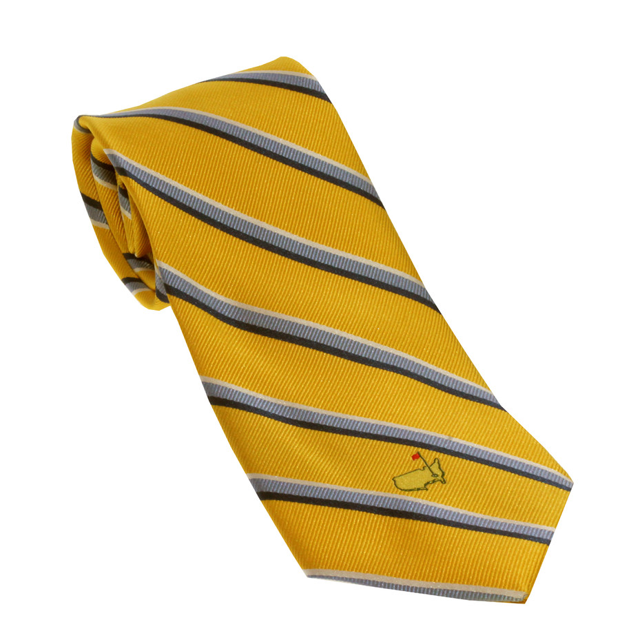Masters Gold Tie With Navy and White Striped