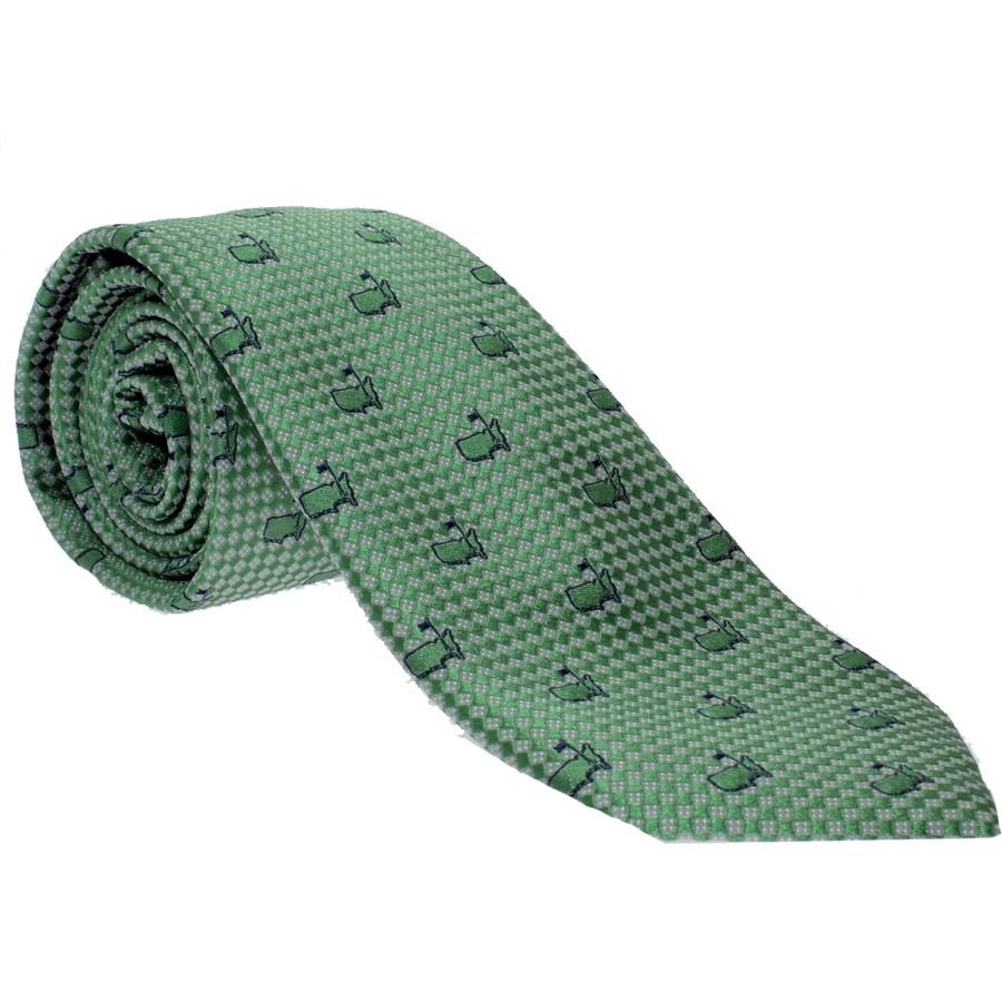 Masters Green Tie With Blue Logo Outline