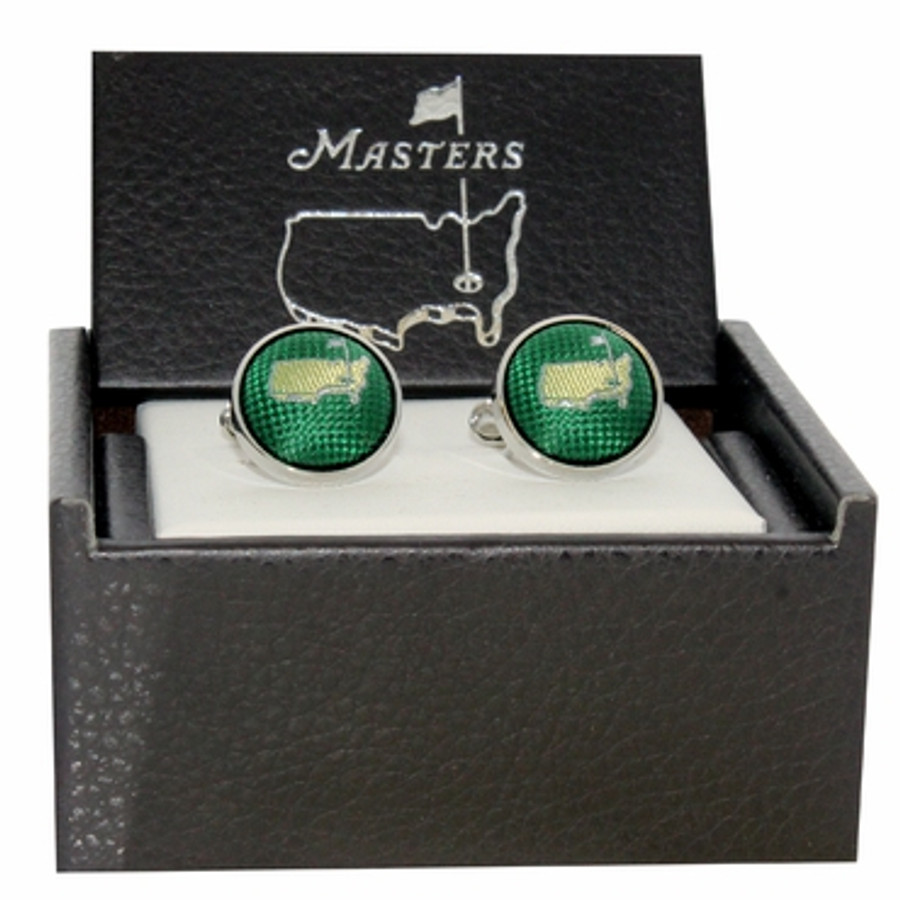 Masters Cuff Links - Green Silk Logo