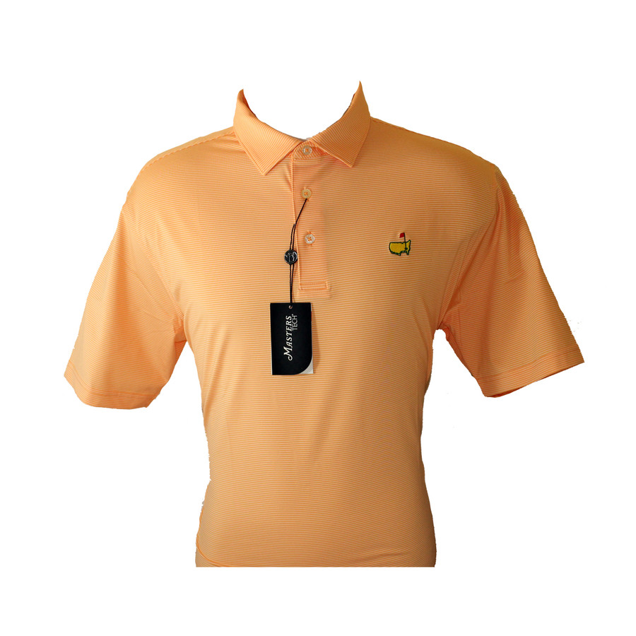 Masters Performance Tech Golf Shirt - Orange & White Striped