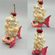 Cherry Wig Christmas Tree Decoration Display, Handmade and Hand Painted.