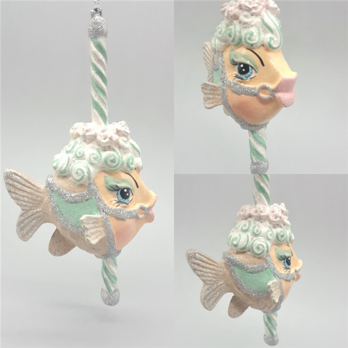 Carousel Peppermint Kissing Fish Tree Ornament