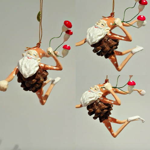 Mushroom Christmas Elf Tree Decorations Display