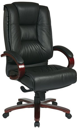 deluxe high back leather executive chair mahogany base open box