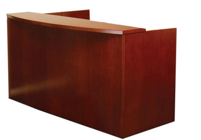 Mayline Mira Wood Veneer Reception Desk Officechairsusa Mayline Mira Wood Veneer Reception Desk In Medium Cherry Shown W Standard Top