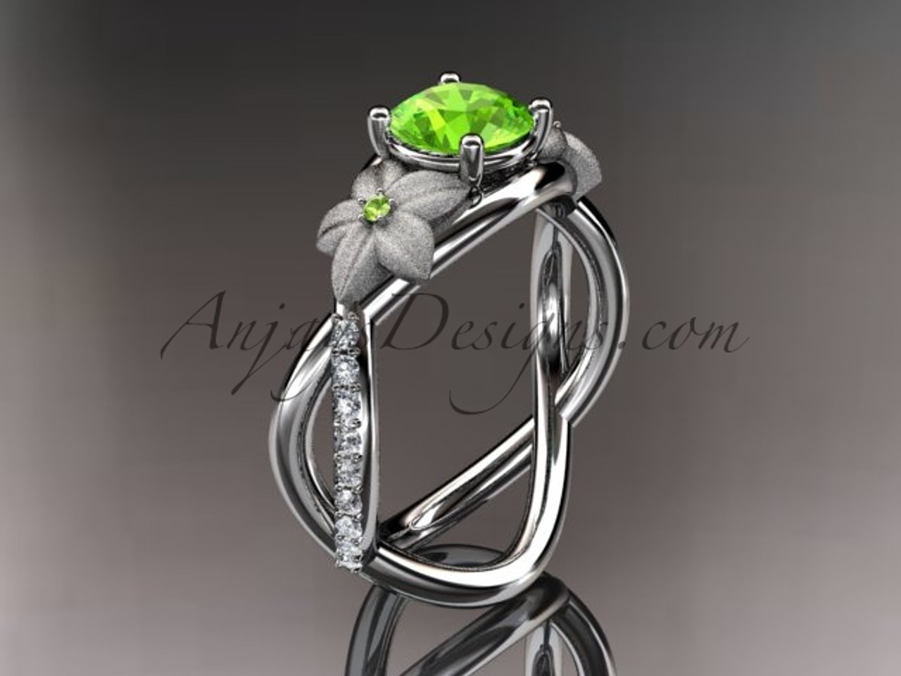 14kt white gold diamond leaf and vine birthstone ring adlr90 peridot augusts birthstone nature inspired jewelry - Nature Wedding Rings 14kt white gold diamond leaf and vine birthstone ring adlr90 peridot augusts birthstone nature inspired jewelry - Nature Wedding Rings