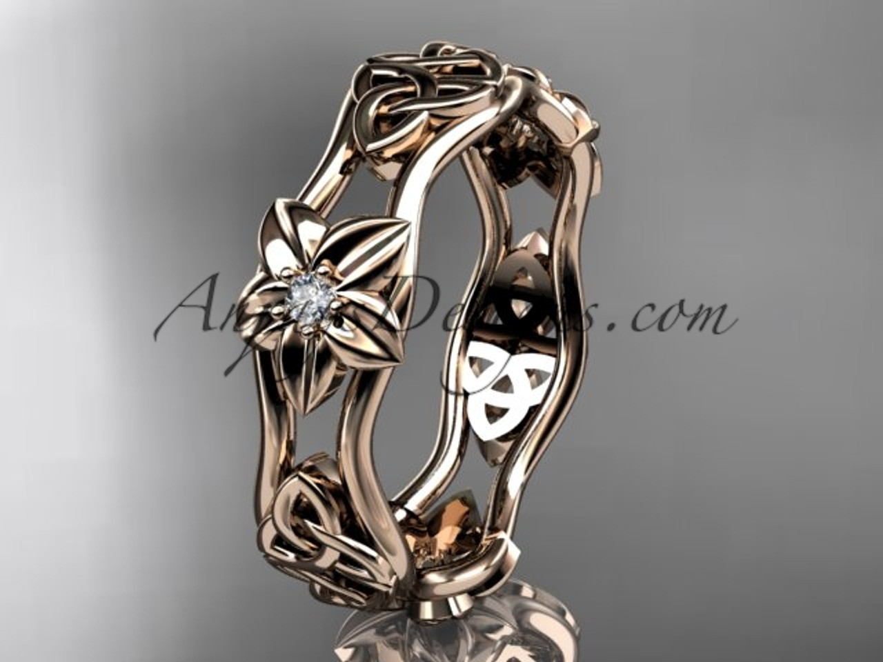 14kt rose gold diamond celtic trinity knot wedding band flower engagement ring ct7153b - Flower Wedding Rings 14kt rose gold diamond celtic trinity knot wedding band flower engagement ring ct7153b - Flower Wedding Rings