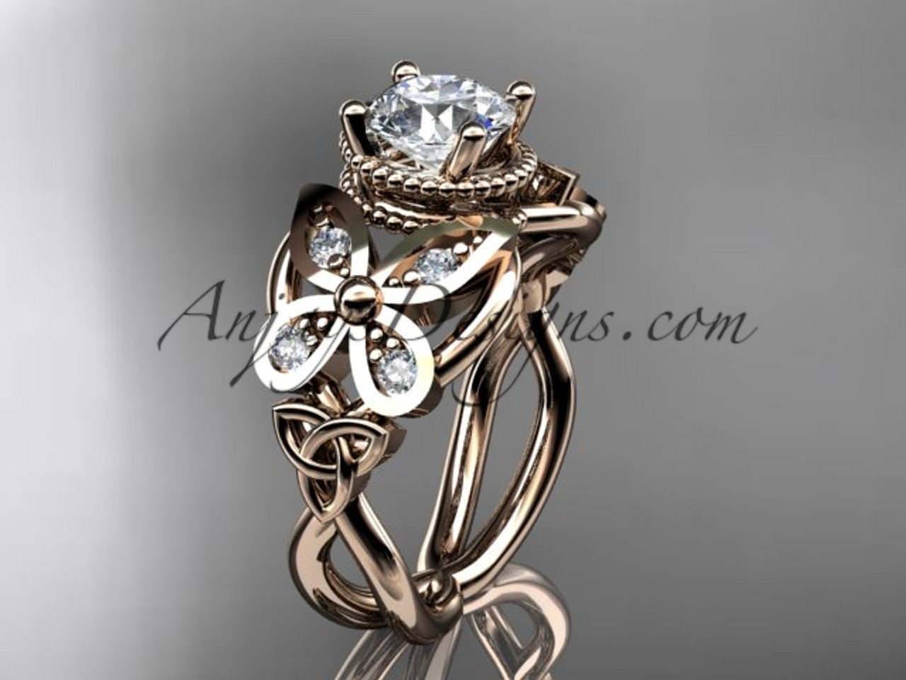 14kt rose gold diamond celtic trinity knot wedding ringbutterfly engagement ring with a - Rose Gold Diamond Wedding Ring 14kt rose gold diamond celtic trinity knot wedding ringbutterfly engagement ring with a - Rose Gold Diamond Wedding Ring