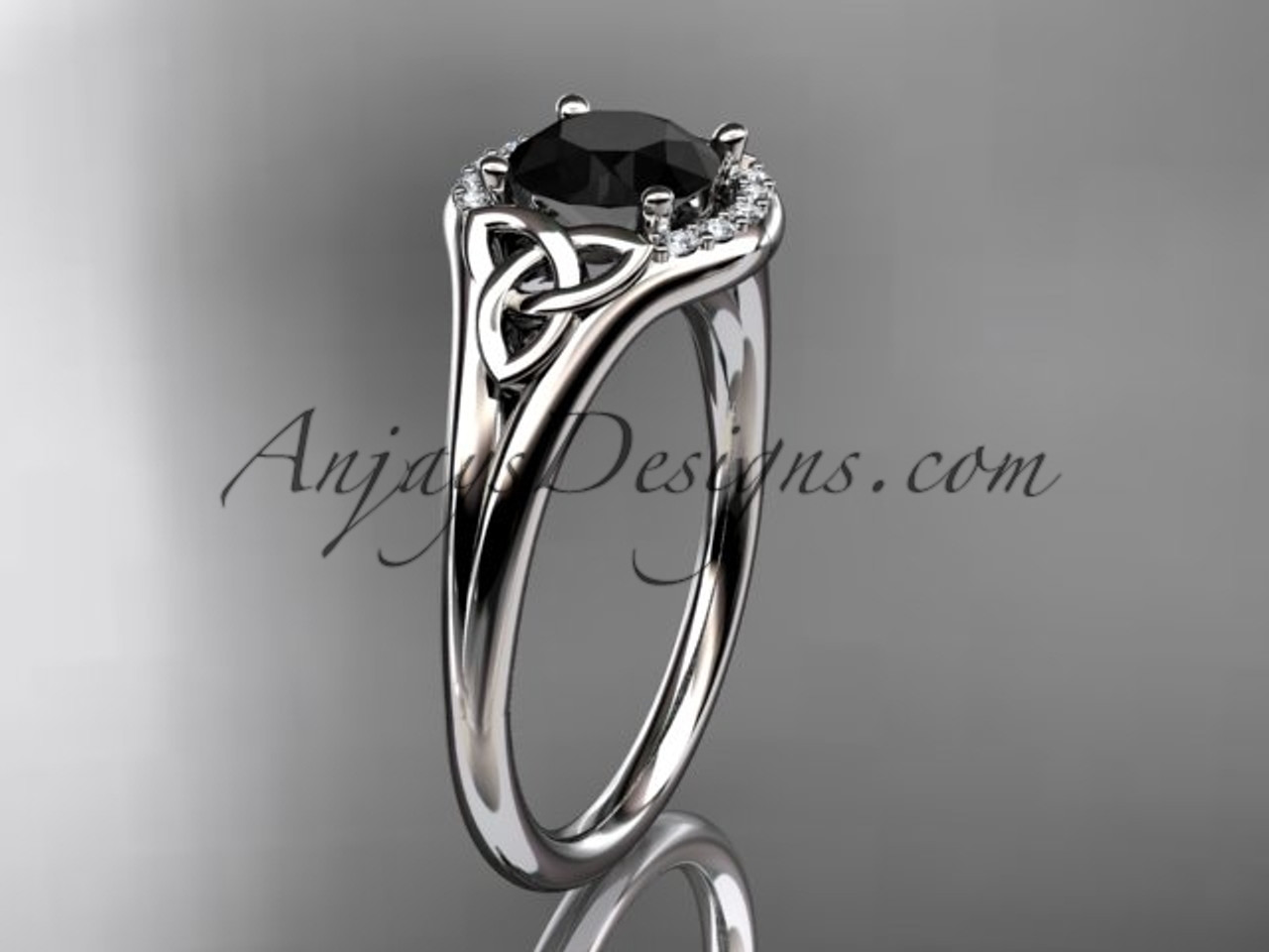 platinum celtic trinity knot engagement ring wedding ring with a black diamond center stone ct791 - Celtic Knot Wedding Rings platinum celtic trinity knot engagement ring wedding ring with a black diamond center stone ct791 - Celtic Knot Wedding Rings