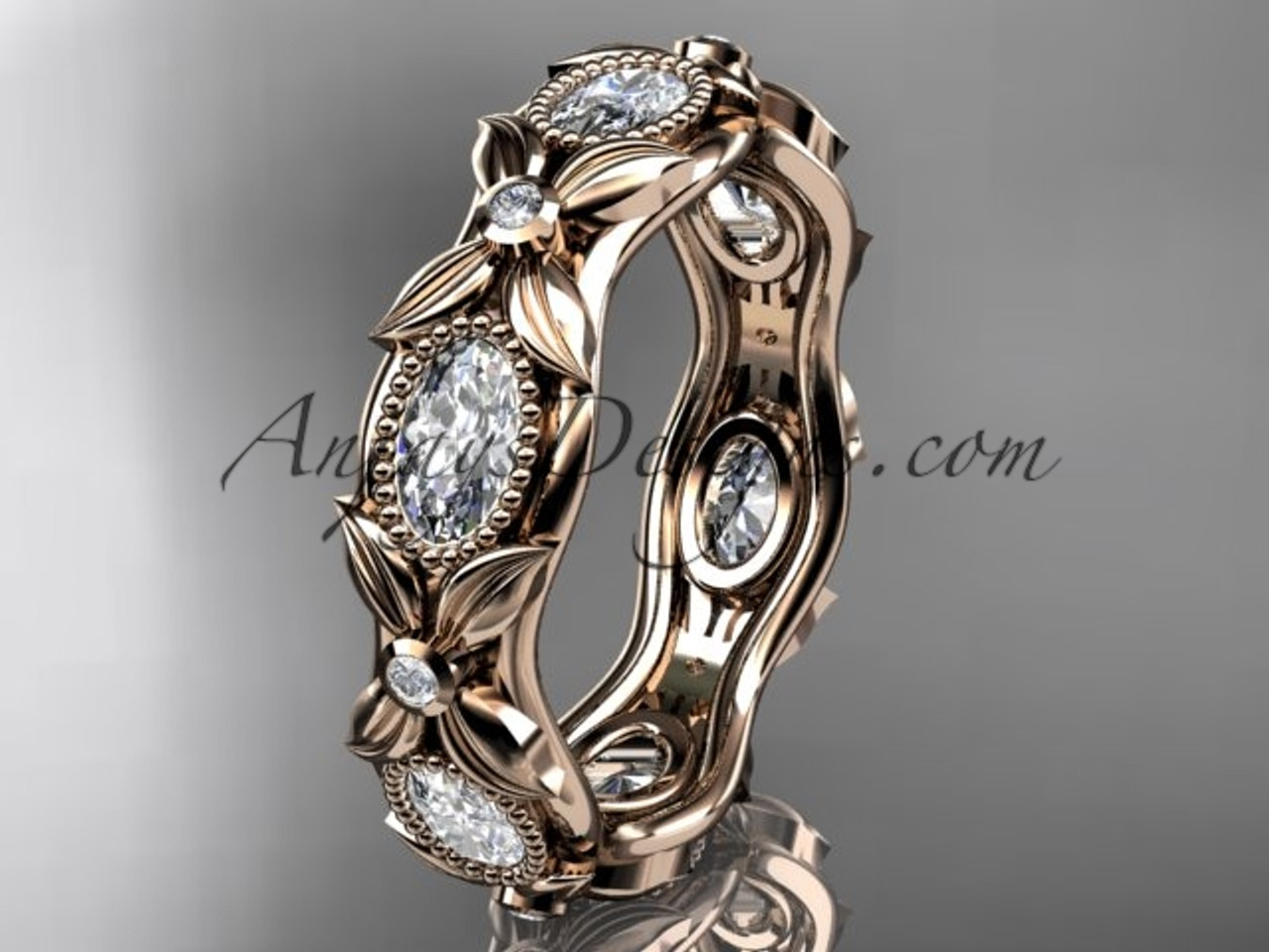 14kt rose gold diamond leaf and vine wedding bandengagement ring adlr152b nature inspired jewelry - Rose Gold Diamond Wedding Ring 14kt rose gold diamond leaf and vine wedding bandengagement ring adlr152b nature inspired jewelry - Rose Gold Diamond Wedding Ring