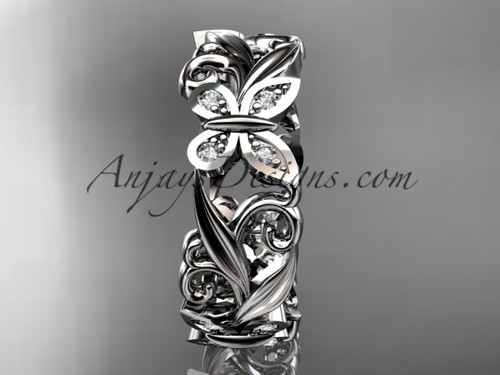 platinum diamond leaf and vine butterfly wedding ring engagement ring wedding band adlr144 - Butterfly Wedding Ring platinum diamond leaf and vine butterfly wedding ring engagement ring wedding band adlr144 - Butterfly Wedding Ring