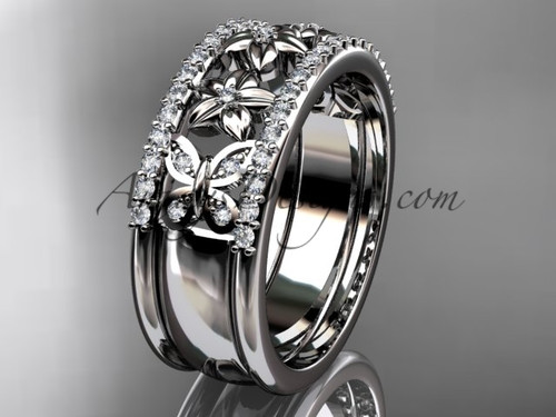 platinum diamond engagement ring butterfly engagement ring flower wedding band adlr500b - Butterfly Wedding Ring platinum diamond engagement ring butterfly engagement ring flower wedding band adlr500b - Butterfly Wedding Ring