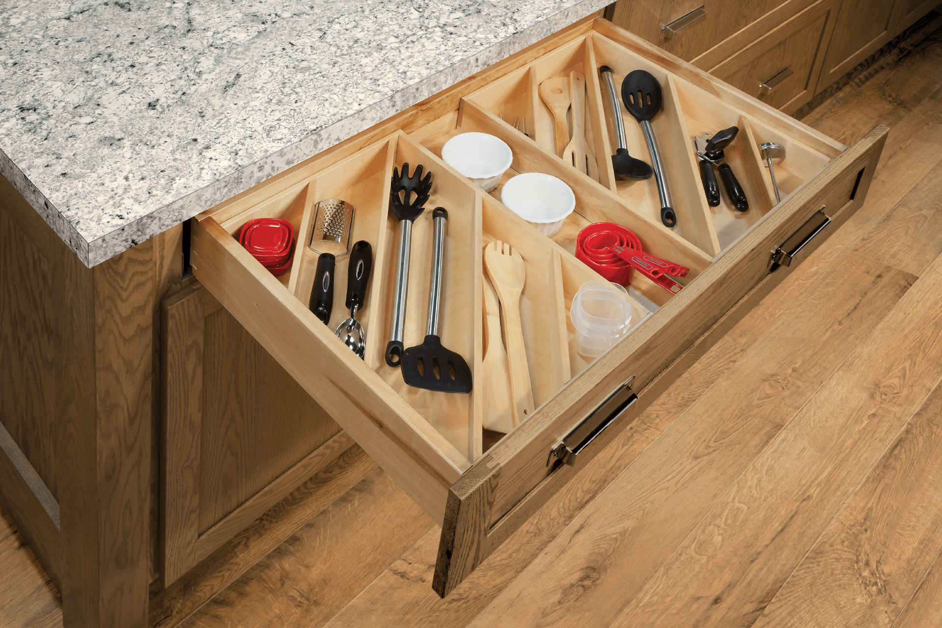 Utensil Drawer Organizer - Angled - Cardell Cabinetry