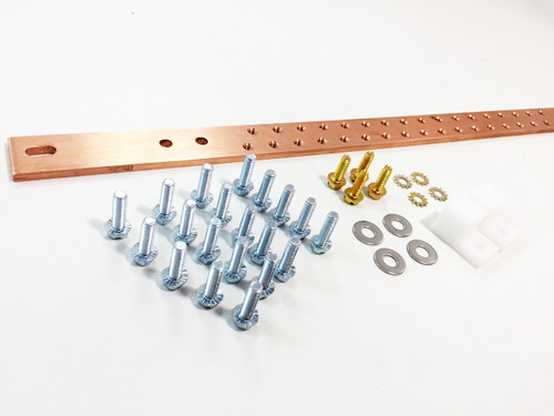 19" Horizontal Rack Copper Bus Bar Kit - 3/16" x 1" x 19" (BB14119TKIT)