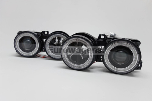 Angel eyes headlights set black BMW 3 Series E30 88-92