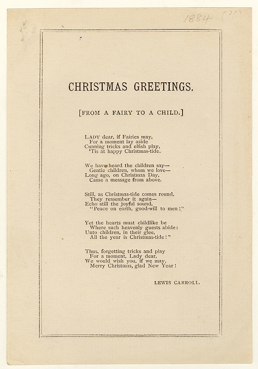 Lewis Carroll - Christmas Greetings - 1884 - FIRST EDITION 