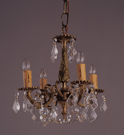 4 Light French Brass And Crystal Mini Chandeliers K4k-4