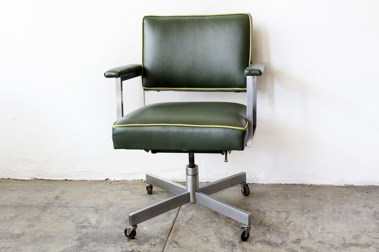 sold 1970s steelcase office chair refinished green rehab