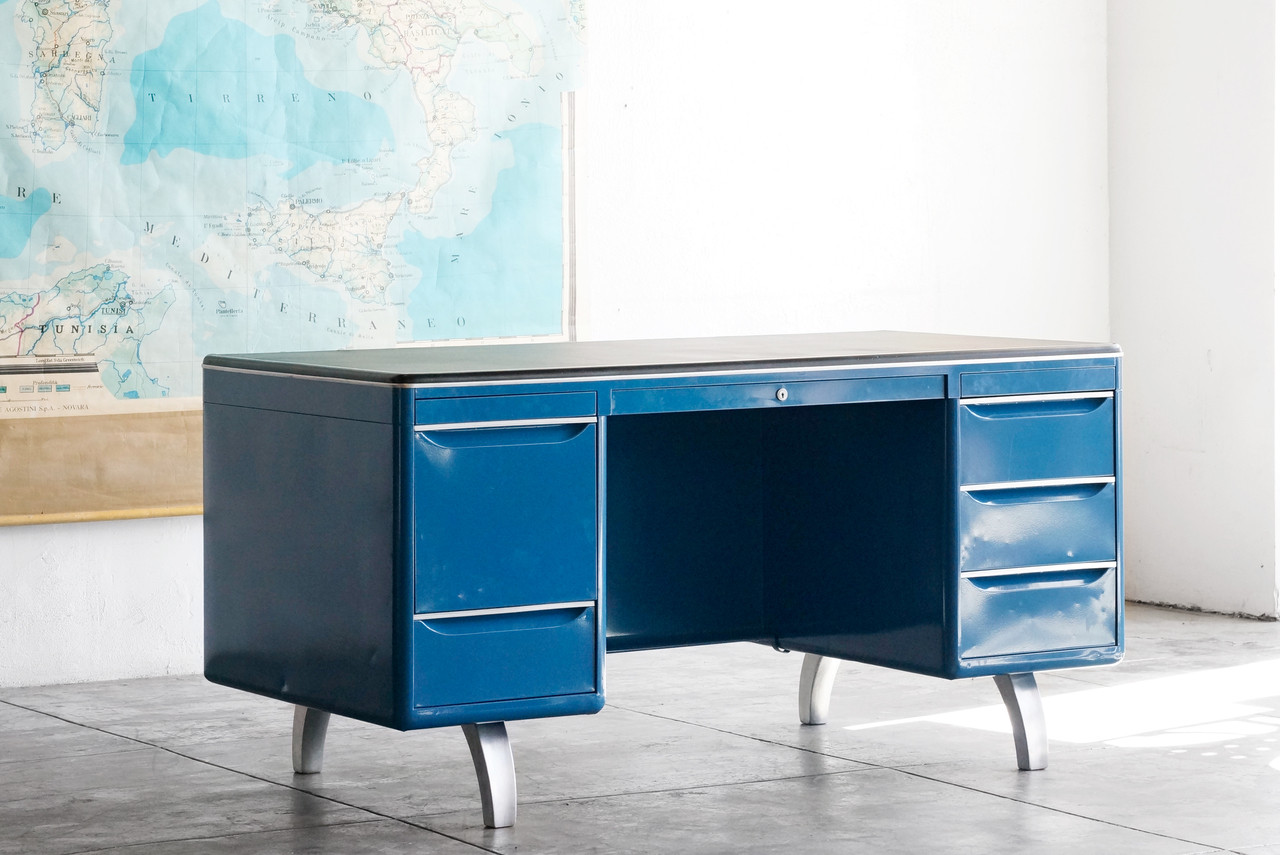 Sold Double Pedestal Mode Maker Desk By Raymond Loewy For Gf Sold Double Pedestal Mode Maker Desk By Raymond Loewy For Gf