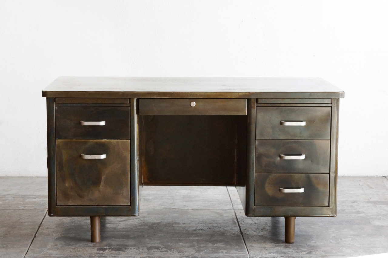Sold Vintage Tanker Desk Refinished In Acid Wash Patina Rehab Sold Vintage Tanker Desk Refinished In Acid Wash Patina