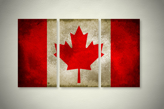 Rustic Canadian Flag Elegant Wall Art