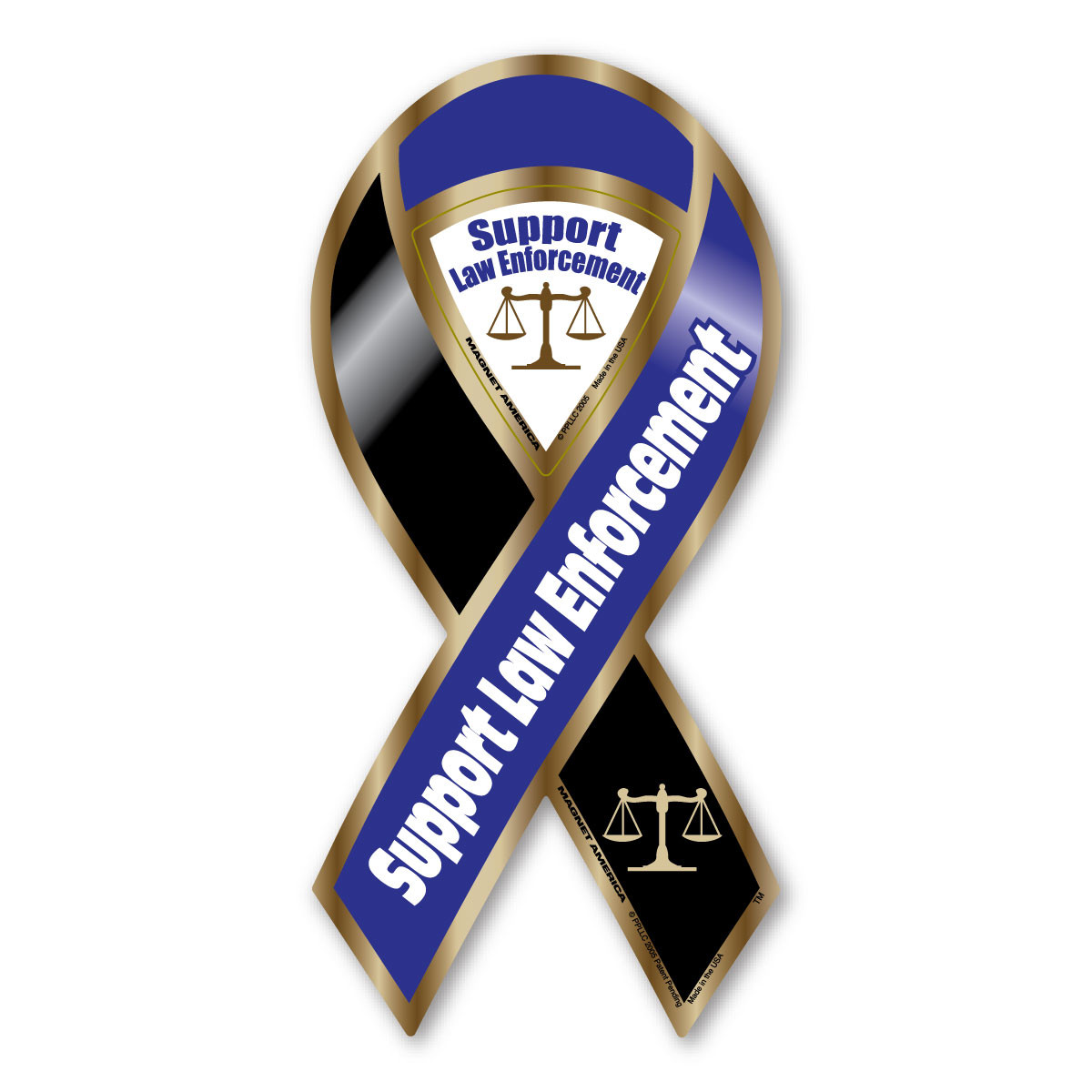 Support Law Enforcement Blue / Black 2-in-1 Mini Ribbon ...