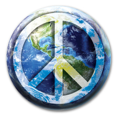 Peace Sign on Earth Circle Button | Magnet America