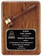 Walnut Gavel Plaque w/Brass Plate