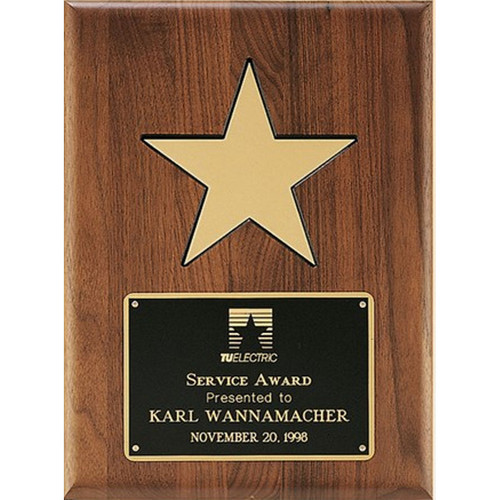 Walnut Plaque w/Gold Aluminum Star