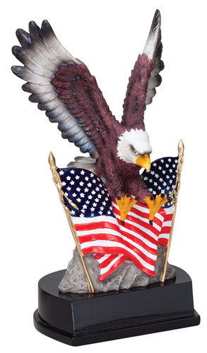 Eagle in Flight w/Flags
