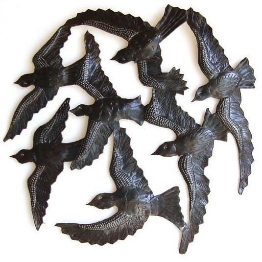 Birds Wall Art Metal Sculpture Seven Birds