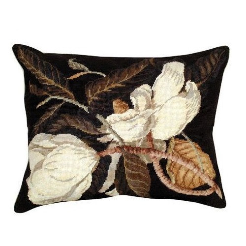 Magnolia Pillow Needlepoint Williamsburg Reserve Collection Down