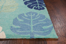 Turquoise Palms Area Rug close up