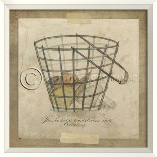 Shell Collecting Bucket of Shells Framed Art