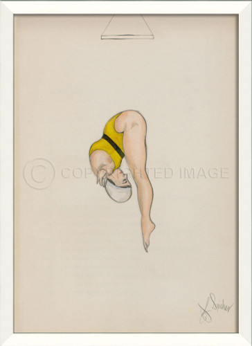 Diver In Yellow Framed Wall Art