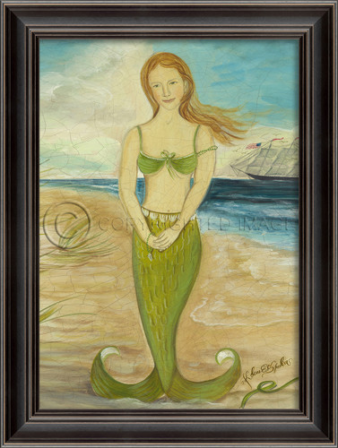 Large Red-Headed Mermaid in Green