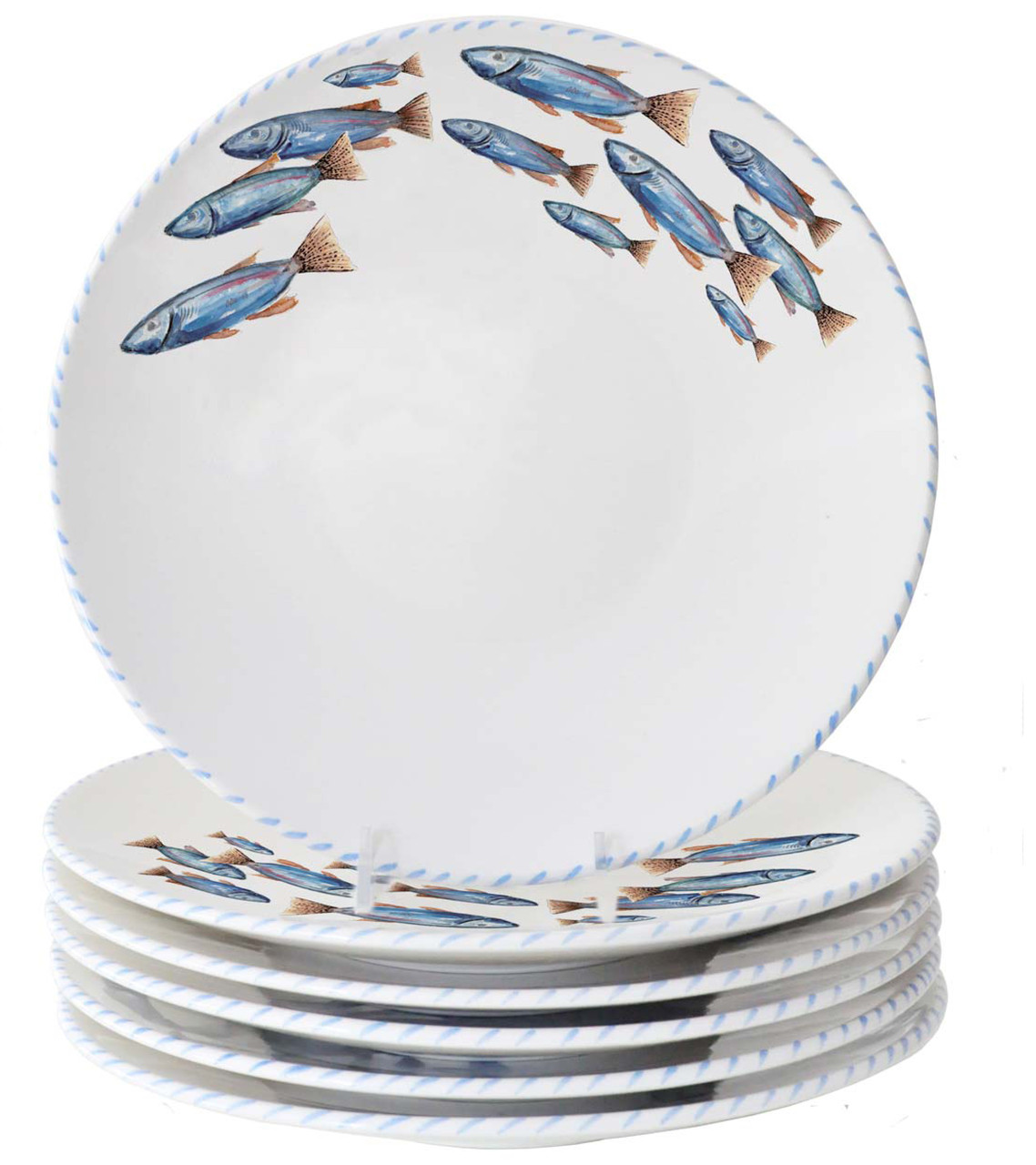 Blue School of Fish Dinner Plates - Set of 6